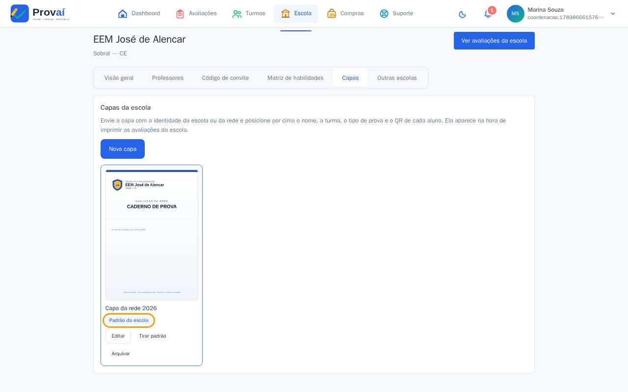 Lista de capas com o selo Padrão da escola